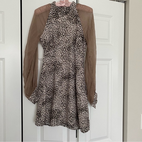 Since Then size s silk sleeves leopard print mini dress satin - Picture 2 of 5